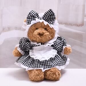 Bartholomew bear clothes outfits - Black Plaid Bow Maid Outfit[LR-09-10IN]